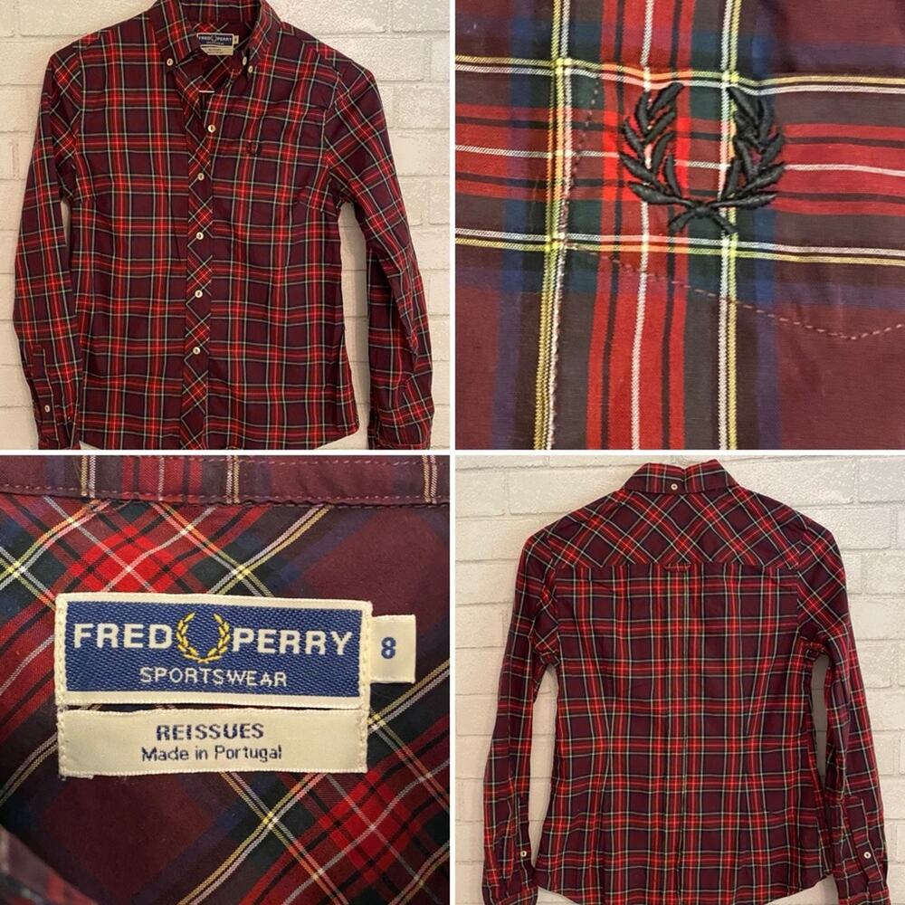 Fred Perry Reissues Womens Button Down Slim Fitted Tartan Shirt Portugal RED 6/8
